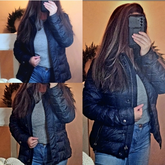 AUTHENTIC BURBERRY PLAID CLASSIC NAVY BLUE DOWN JACKET SIZE SMALL